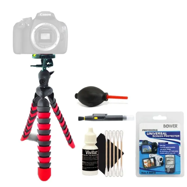 Trípode flexible + kit de accesorios de limpieza para Canon EOS Rebel T5 T6