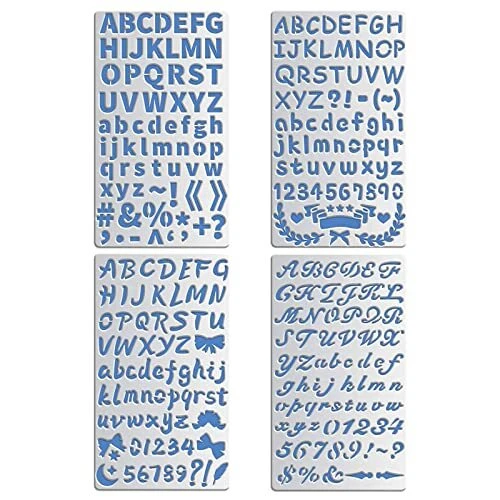 4 PIEZAS plantillas de metal con número de letra mixto de 4x7 pulgadas para dibujos tallados en madera y...