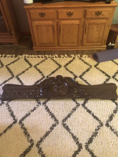 antique Crest/Pediment/Crown CARVED WOOD ARCHITECTURAL FURNITURE PANEL MANTEL