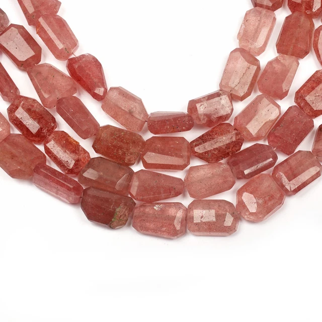 Tanzanian Natronite Beads, Strawberry Quartz Nuggets Beads, 8 Inch 14X17-14X18MM