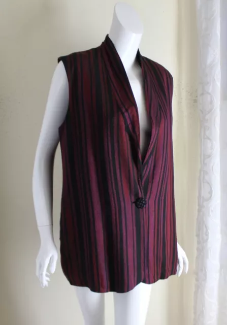 Maria Rodriguez Chicago Sz L Art-to-Wear OOAK Woven Long Vest Jacket Red Purple