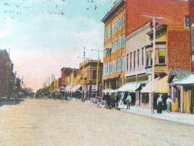 Vintage Postcard. Main Street. Parsons, Kansas. PMK 1909 (M16)