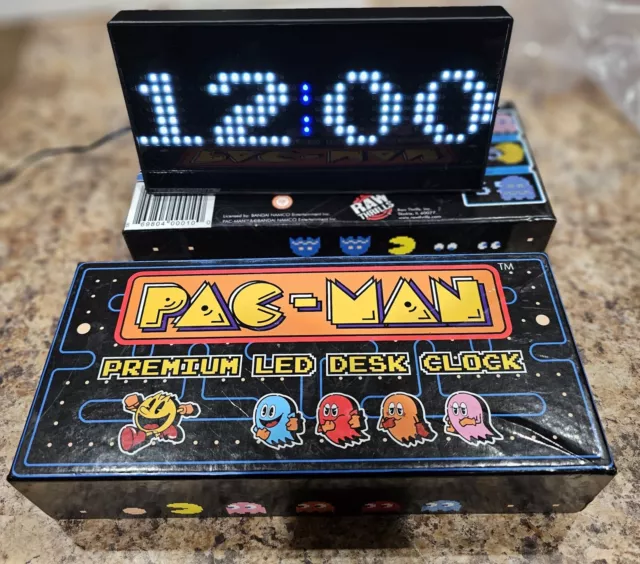 Pac-Man Premium LED Desk Clock by Raw Thrills with Original Box AC Adapter