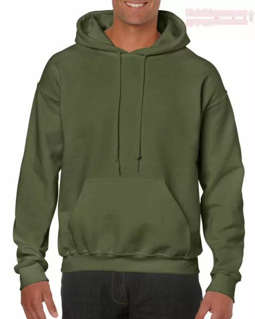 Military Green Gildan Plain Hooded Heavy Blend Sweatshirt Pullover mens hoodie