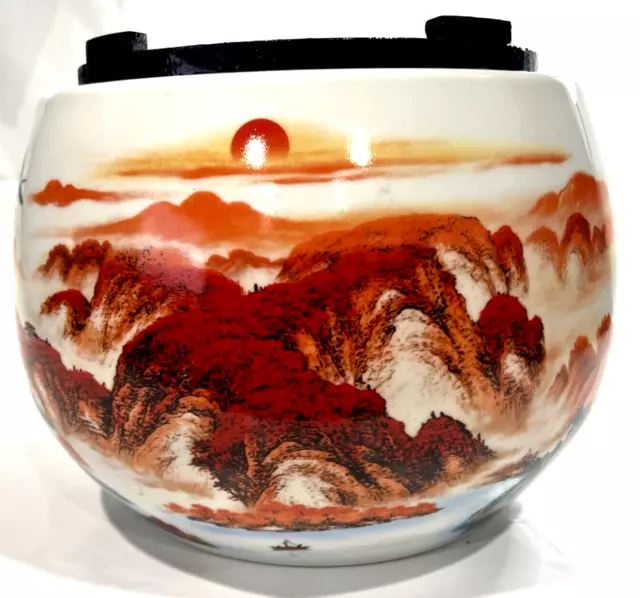 Winston Porter Datzo Ceramics Large Bowl with Spinning Wood Top 12" diameter