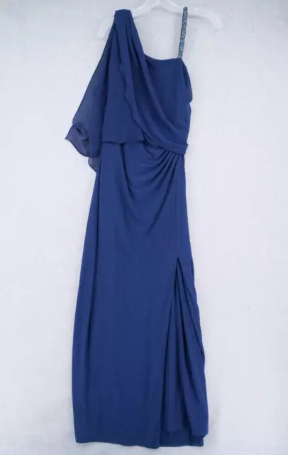 Lauren Ralph Lauren Dress Womens Size 4 Blue One Shoulder Evening Gown Ruched