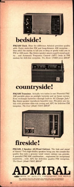 1964 ADMIRAL FM Clock Radio Transistor All-Wood Cabinet Vintage Print ...
