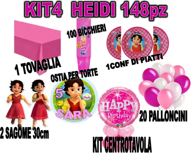 Kit festa + ostia per torta HEIDI coordin compleanno TAVOLA ADDOBBI PARTY piatti