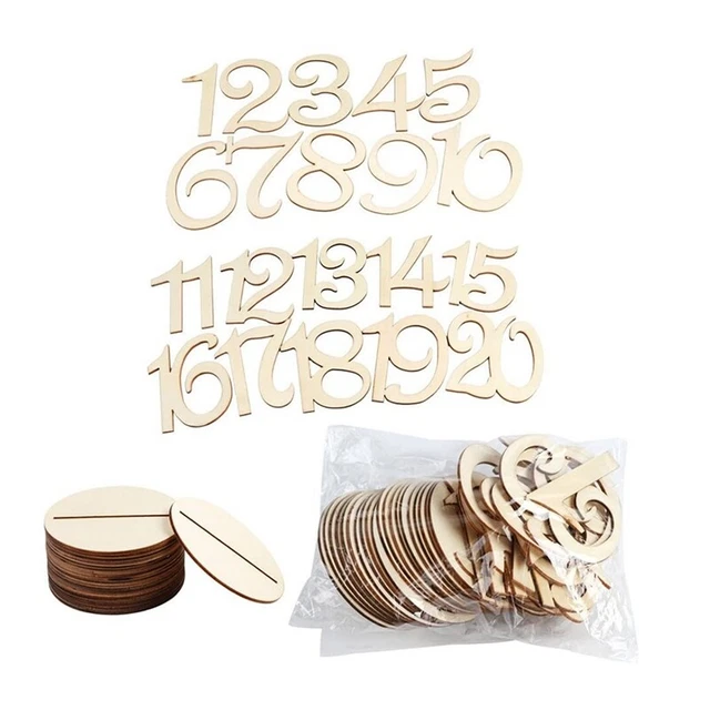 1-20 Wooden Table Number Plate with Base Digital  Plate Birtay Wedding1309
