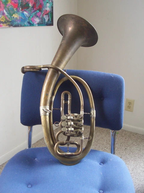 Antique Aug. Clemens Glier Brass Tenorhorn Markneukirchenis.