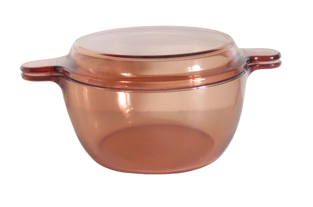 Cocotte Ronde En Verre Fumé Vision Corning France – 4,5 Litres – Vintage