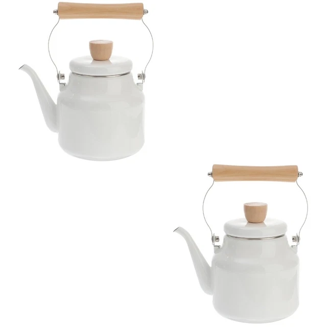2pcs Enamel Teakettle Japanese Style Tea Pot Kettle Stovetop Induction Cooker