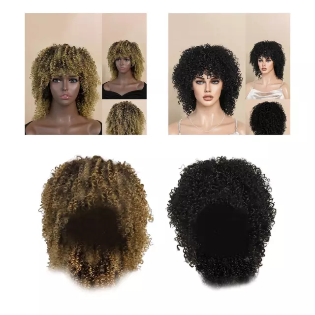 Pelucas afro rizadas con malla para el cabello transpirable, resistente al calor
