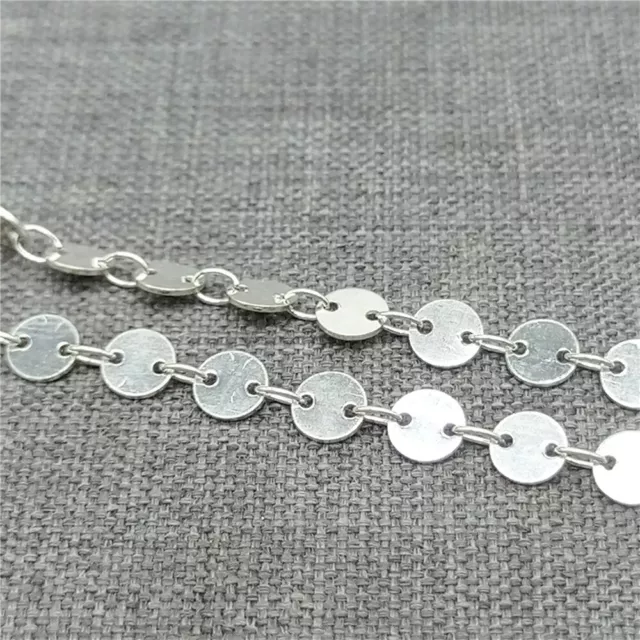 925 Sterling Silver Unfinished Flat Coin Disc Chains for Necklace Bracelet 100cm