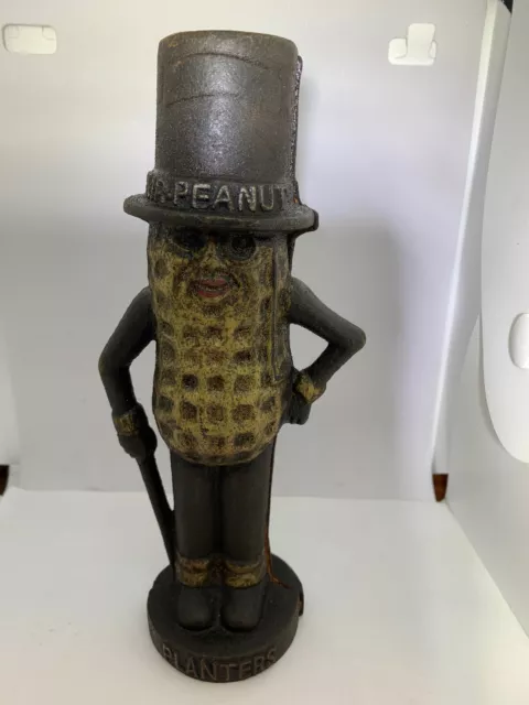 Mr.Arachide Planters Nuts Ghisa Salvadanaio Toy Antico Stile Patina Dipinta