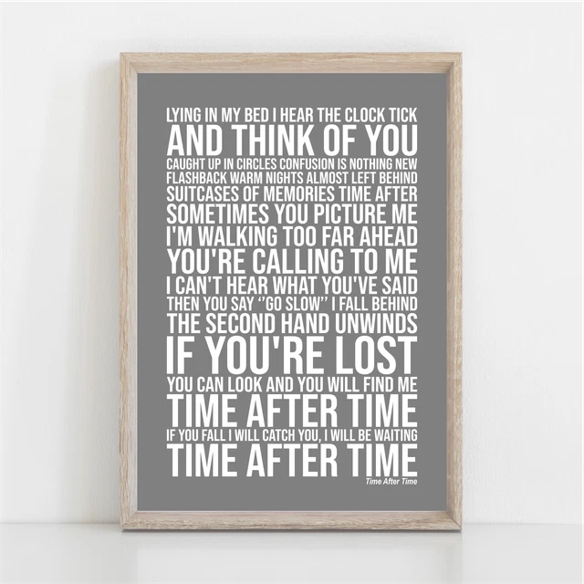 CYNDI LAUPER TIME AFTER TIME Song Lyrics Poster Print Wall Art 15.30