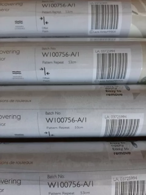 Laura Ashley Greendale Silver Wallpaper X 2 Same Batch Multiples Available...
