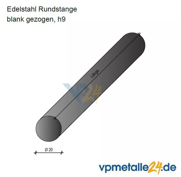 Edelstahl V2A Rundstahl Stab 1.4305 1.4301 blank h9 Ø 3-100 mm L=0,5 -1,0 Meter 3