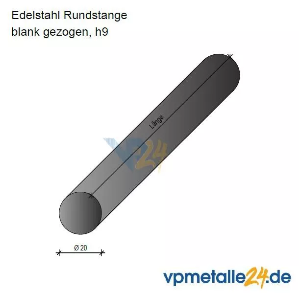 Edelstahl VA Rund V2A Rundstahl Stab 1.4305 1.4301 blank h9 rostfrei Ø 4-100 mm 3