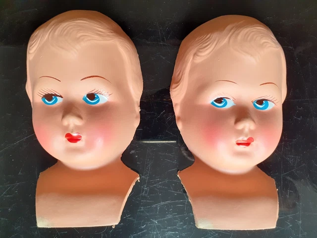 Lot de 2 poupées ovales en verre avec yeux en