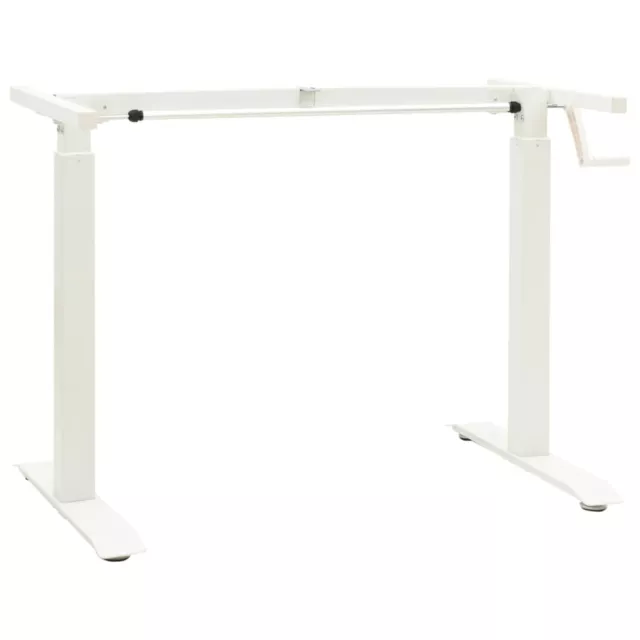 Manual Height Adjustable Standing Desk Frame Hand Crank White E3G2