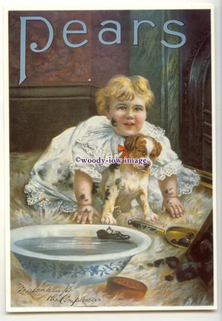 ad1095 - Pears Soap to the Rescue, Girl with her Puppy - Modern Advert Postcard