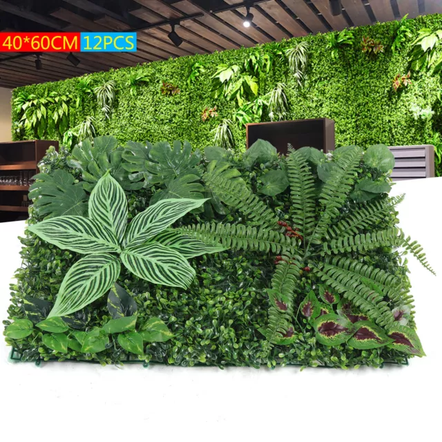 12 stk.Kunst-Pflanzen Gras-Matte 40cm x 60cm Sichtschutz Wanddeko Teppich Rasen
