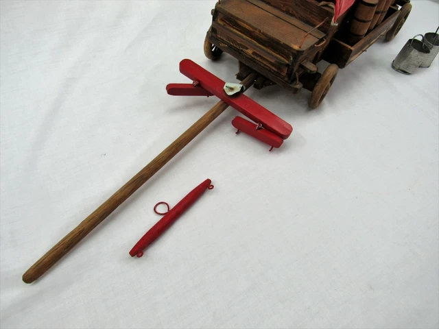 Vintage 15" Western Folk Art hand crafted Wood Conestoga pioneer covered Wagon 2