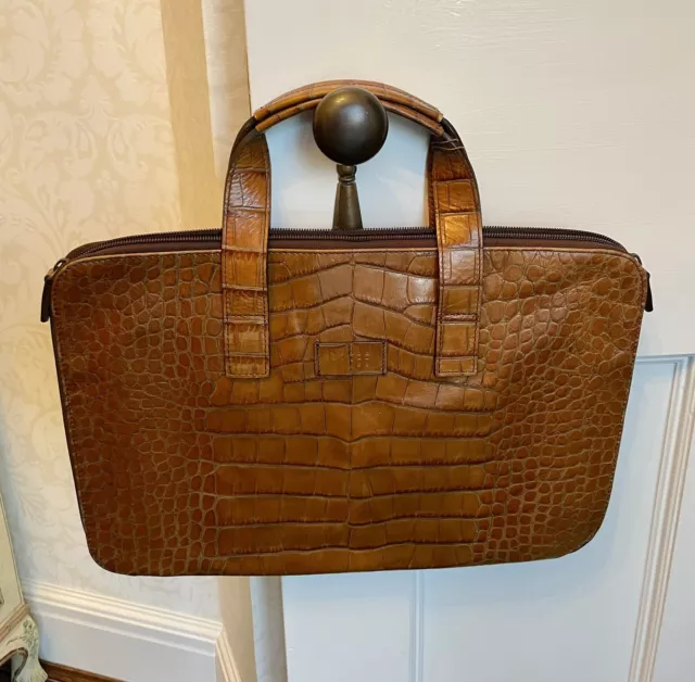 ❗️Sale Moore & Giles New Embossed Leather (Crocodile) Portfolio Briefcase Zipper