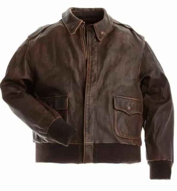 CLEARANC A2 Flight Pilot Bomber Distressed Leather Jacket