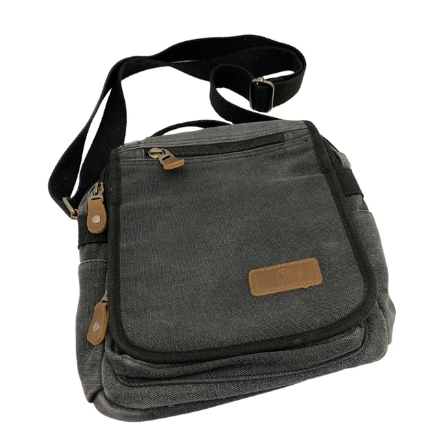 Plambag Unisex Canvas Messenger Bag Crossbody Travel Organizer Men's Gray Black