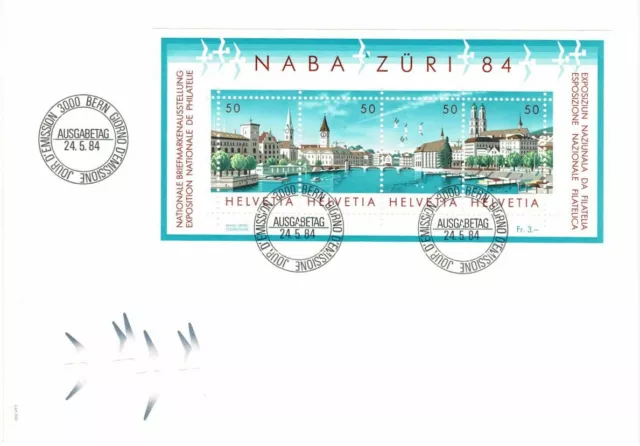 Switzerland Helvetia 1984 Naba Zuri Stamp Exhibition Minisheet First Day Cover