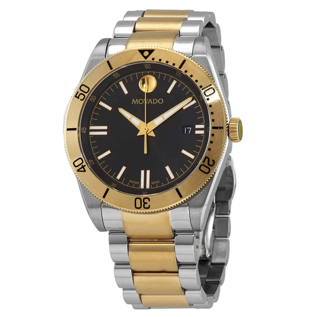 Movado Sport Quartz Black Dial Two-tone Men's Watch 0607437