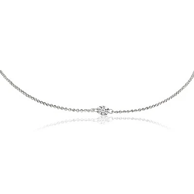 14K White Gold .25 Single Diamond By The Yard Necklace with 18" Chain