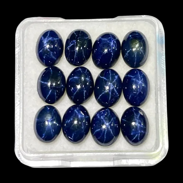 6 Pcs Natural Star Blue Sapphire 7x5mm Oval Loose Cabochon Gems Wholesale Lot 3