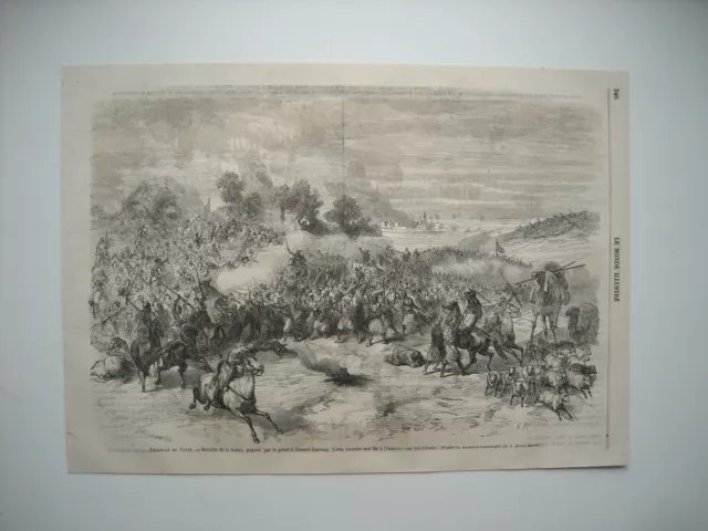 1864 Engraving. Tunis Troubles. Battle Of The Kalaa, Gagnee General Hamed-Zarroug