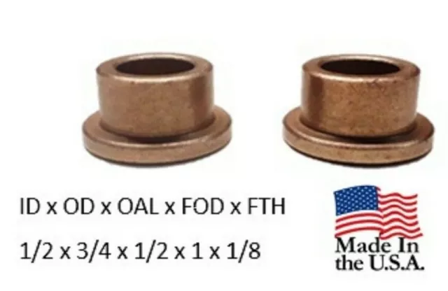 2pc, 1/2 x 3/4 x 1/2 Bronze Flanged Bushing, AMERICAN BRONZE - Made In USA