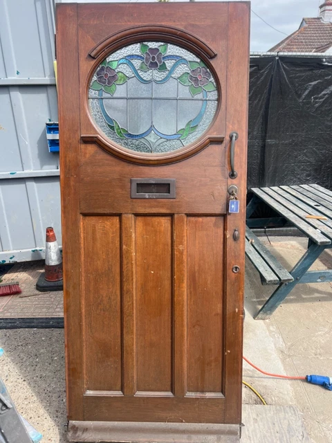 Original Edwardian Victorian stained glass front door 1960 high x835 wide