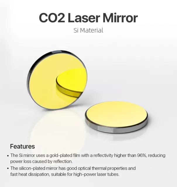 Si CO2 Laser Mirror 25mm Silicon Reflective Reflector mirror Laser K40-300w UK 3