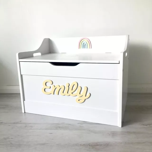 Rainbow Girls/boys Wooden Personalised Children's Toy Box/Storage Box Any Name