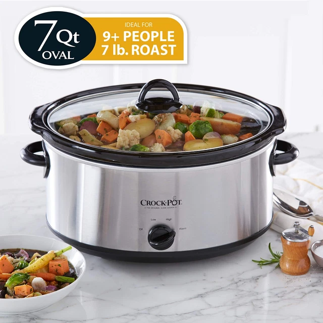 CROCKPOT 7QUART OVAL Manual Slow Cooker Stainless Steel (SCV700S