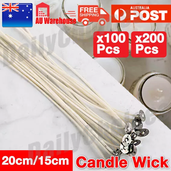 200 100 Candle Wicks Wick Pre Waxed Tabs Low Smoke Sustainers Cotton Core Holder