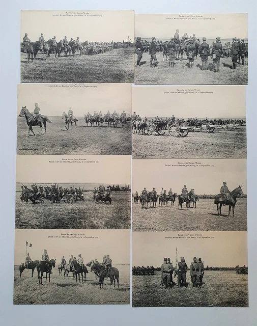 Lot of 18 20th Army Corps Review Postcards Art sur Meurthe 1909