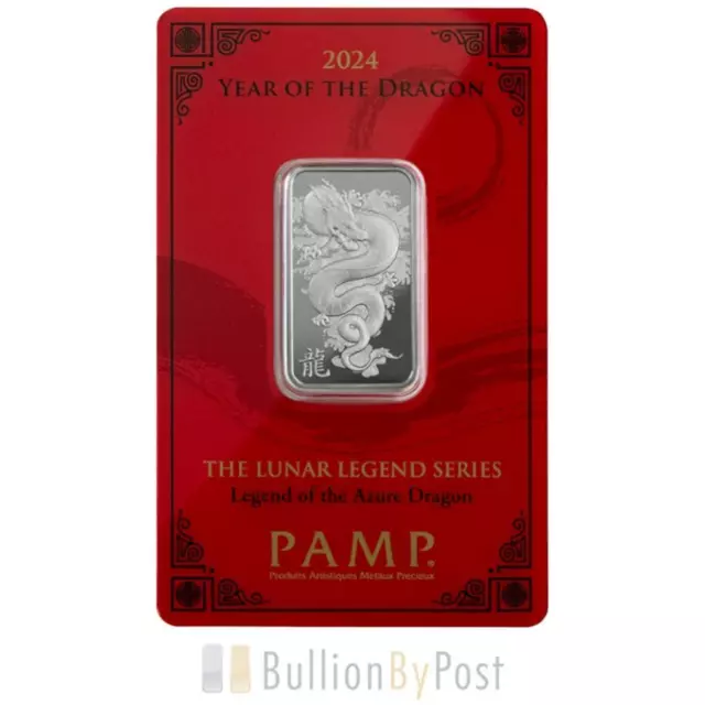 2024 PAMP 10 Gram Silver Year of the Dragon Bar Minted