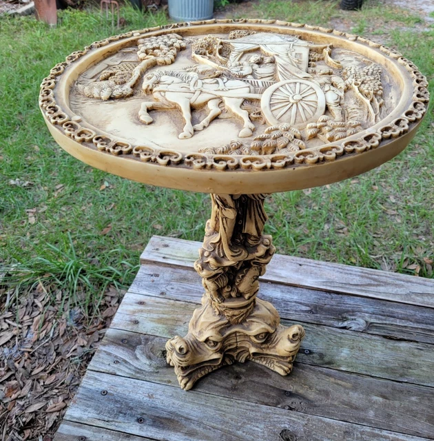 VTG Dragon Foo Dog CARVED WHITE RESIN BONE CELLULOID ORIENTAL TABLE Sculpture