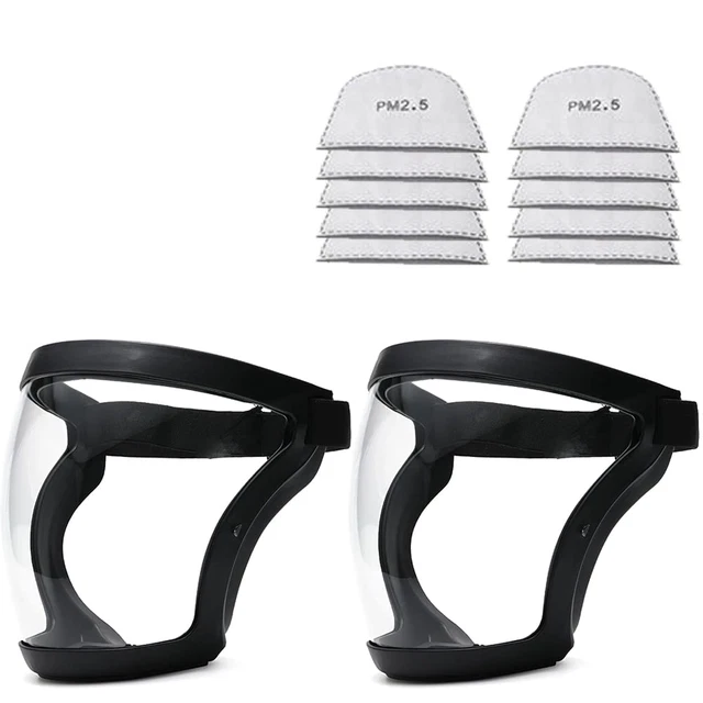 2 Pack Clear Full Safety Face Shield for Adults Women Men, Adjustable & Reusable