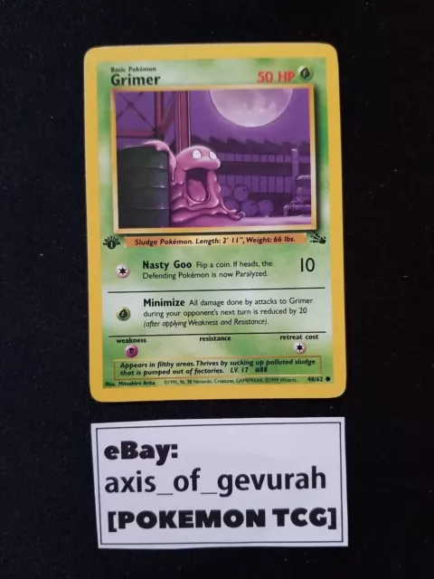 1st Edition Grimer - Fossil Set #48/62 Pokémon Cards 1999 WOTC
