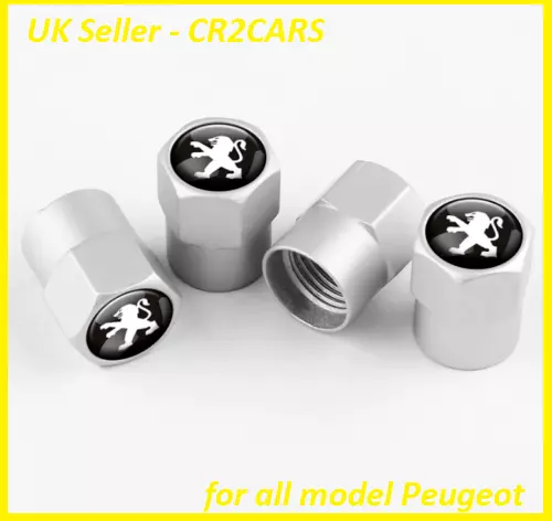 For Peugeot Metal Chrome Universal Dust Valve Caps (Set of 4)  CR41