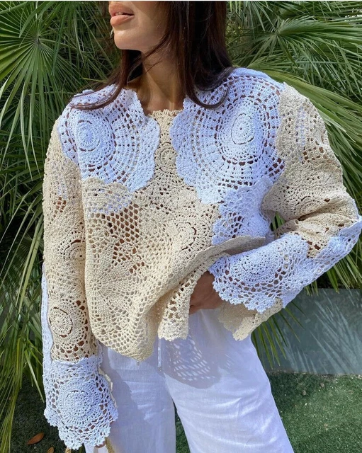 ZARA MAGLIA UNCINETTO Top Edizione Limitata Ecru/Bianco Nuovo Ss24