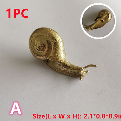 1PC Solid Brass Snail Statue Drawer Knobs Cabinet Handle Gold Dresser Pulls